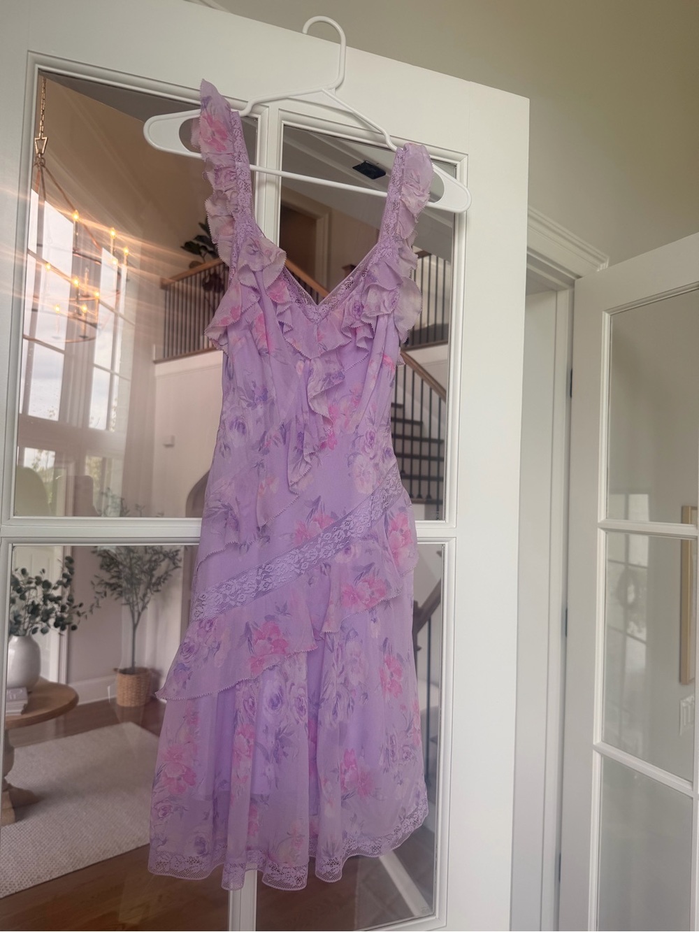 Love Shack Fancy Purple Floral Mini Dress, XXS